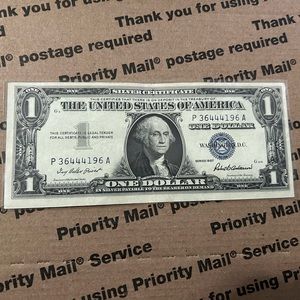 1957 Blue Seal Silver Certificate One Dollar Bill 💵 36444196 Angel 😇 Serial #
